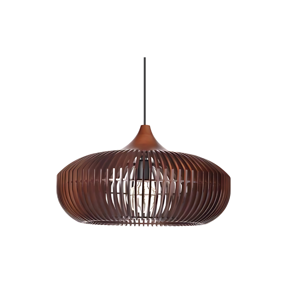 Casa Lumière Japandi Houten Hanglamp - Open Lamellen met Sfeervol Licht