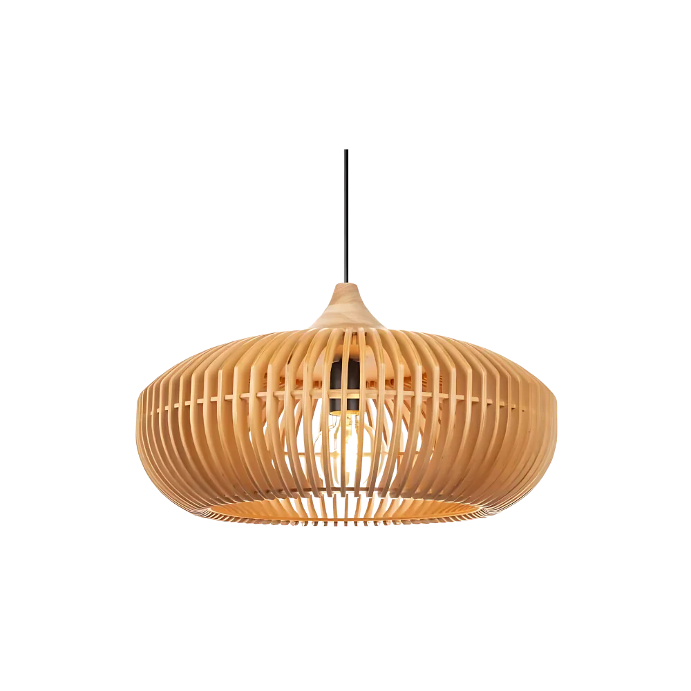 Casa Lumière Japandi Houten Hanglamp - Open Lamellen met Sfeervol Licht