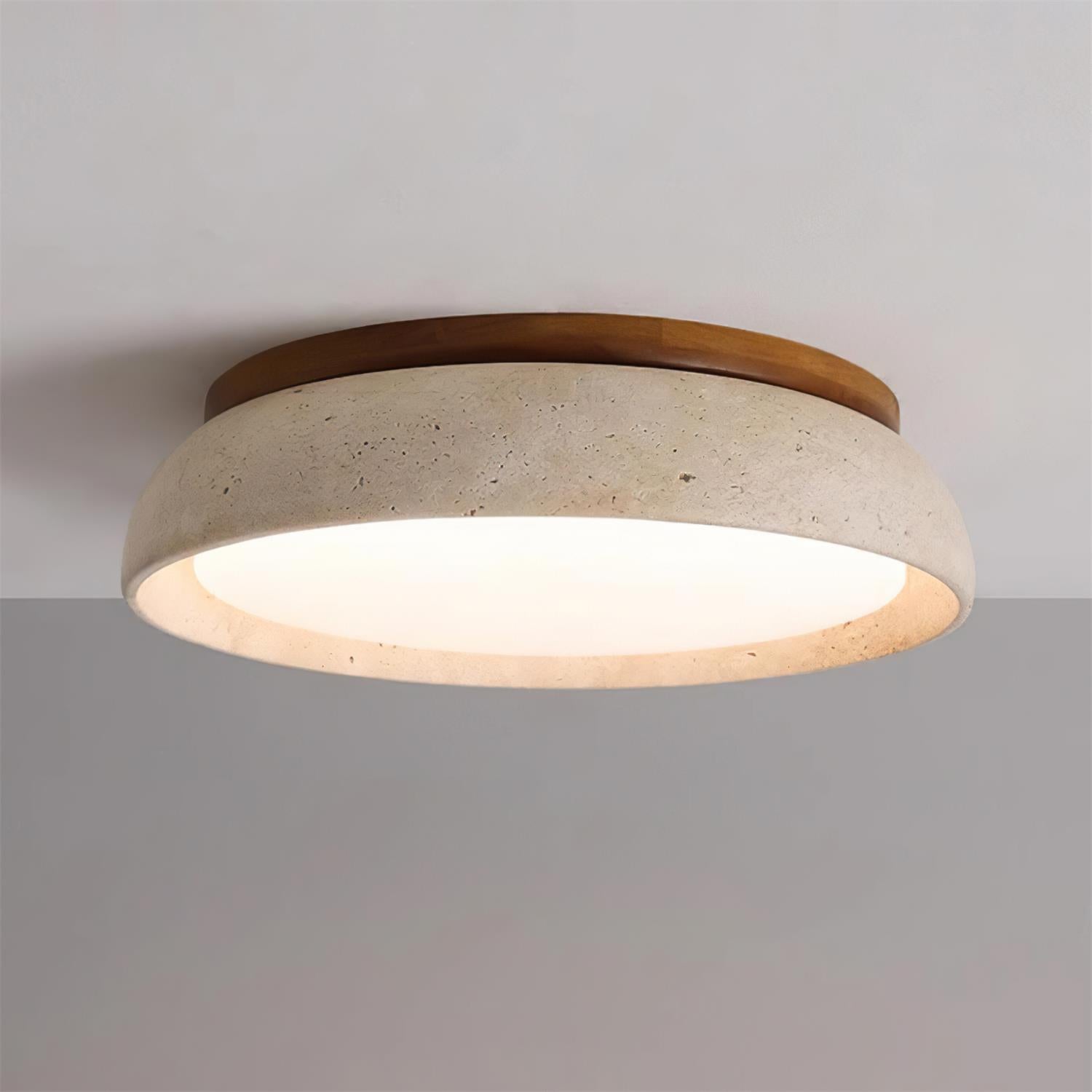 Casa Lumière Plafondlamp van Travertin & Hout - Warm Licht