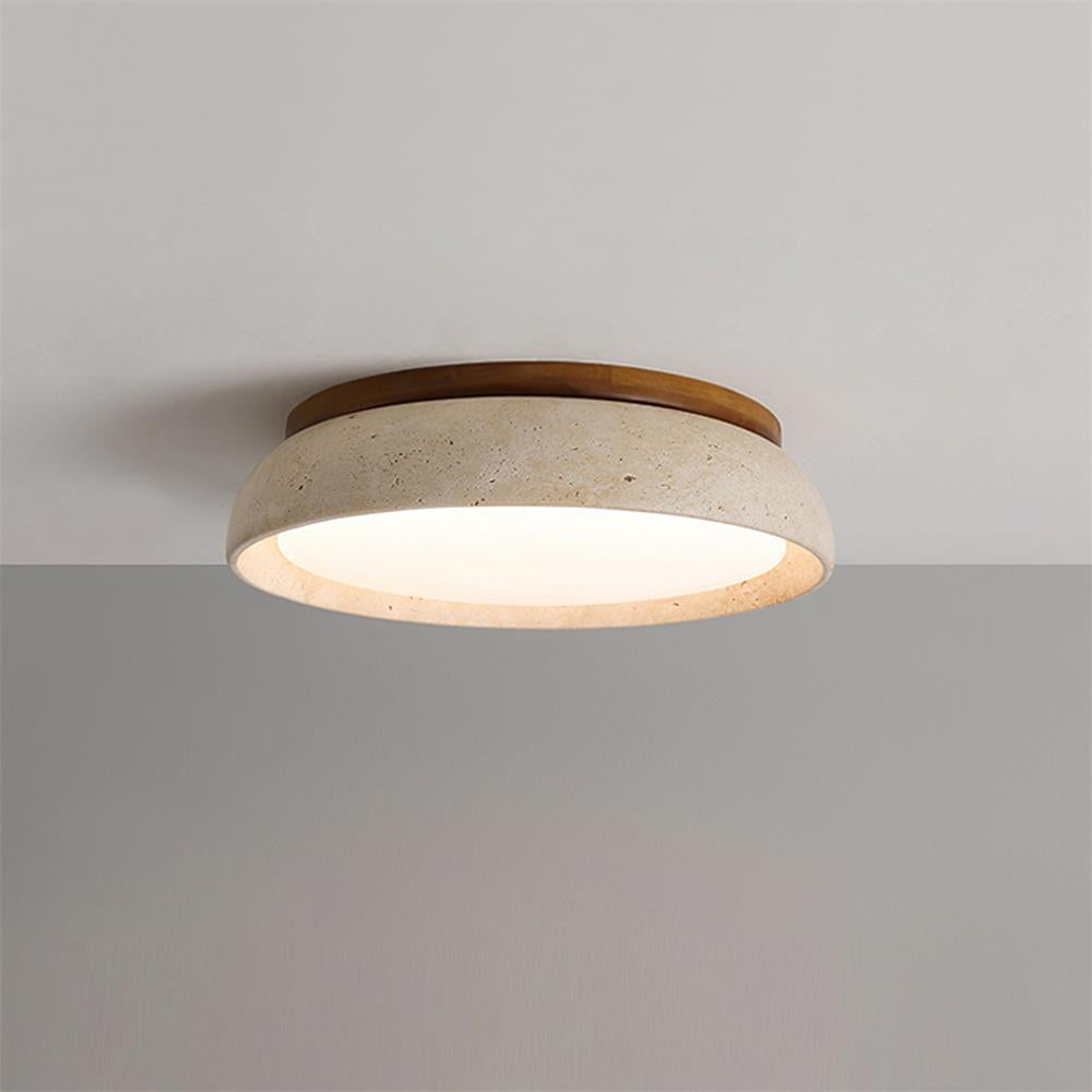 Casa Lumière Plafondlamp van Travertin & Hout - Warm Licht