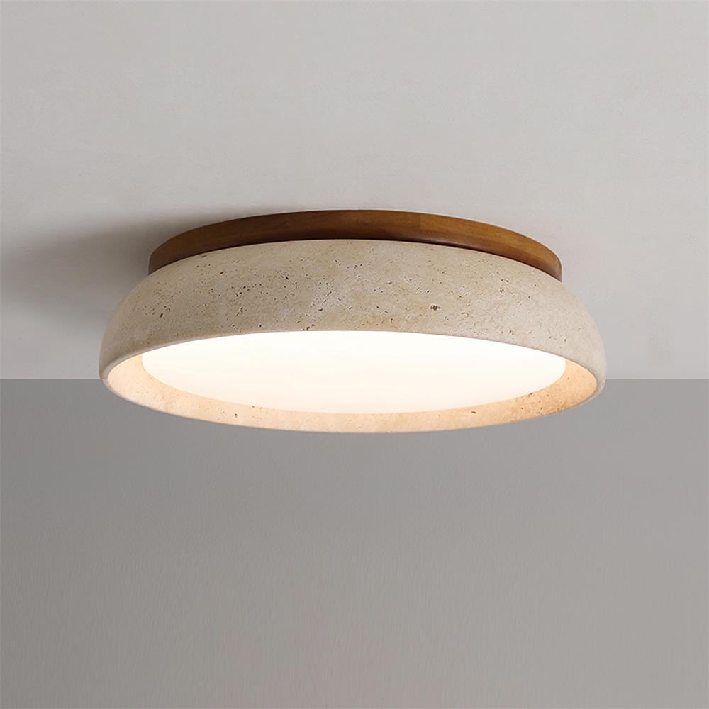 Casa Lumière Plafondlamp van Travertin & Hout - Warm Licht