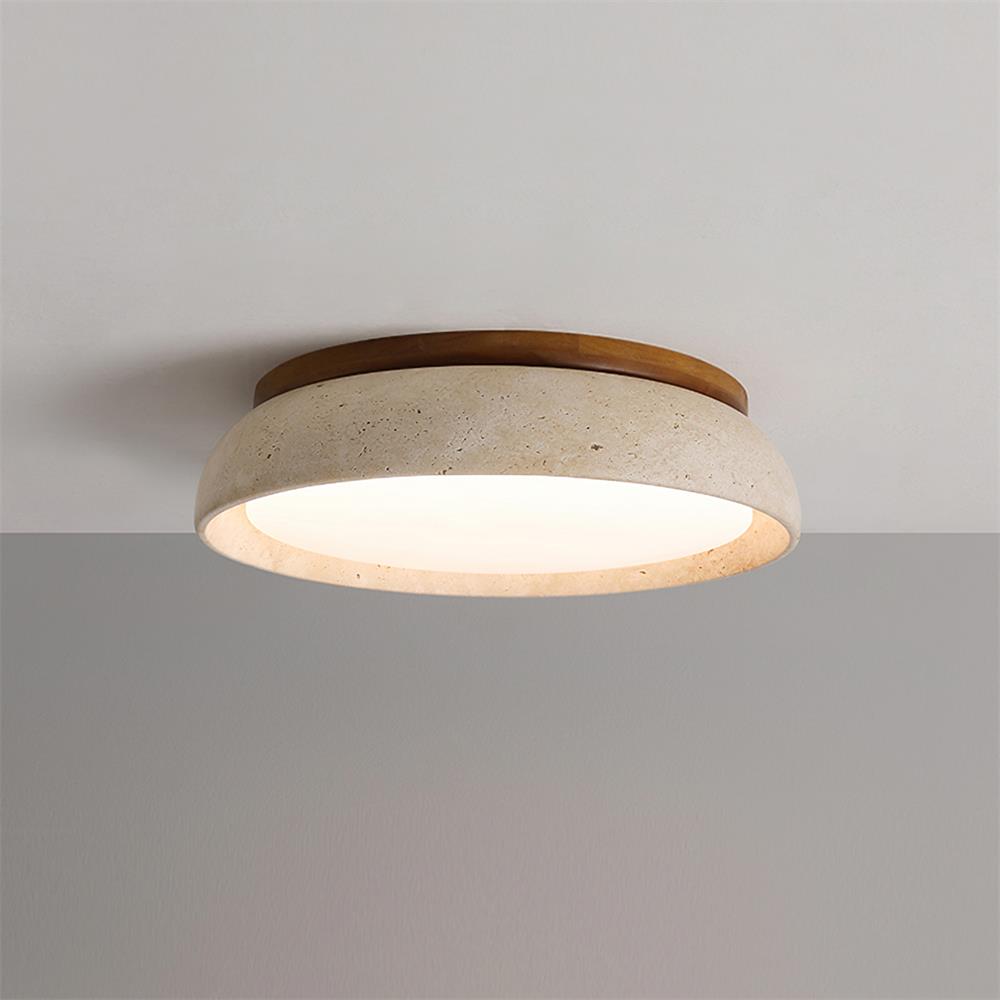 Casa Lumière Plafondlamp van Travertin & Hout - Warm Licht