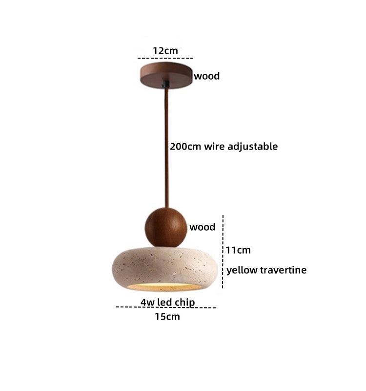 Casa Lumière Hanglamp van Travertin & Houten Accenten - Design Plafondverlichting