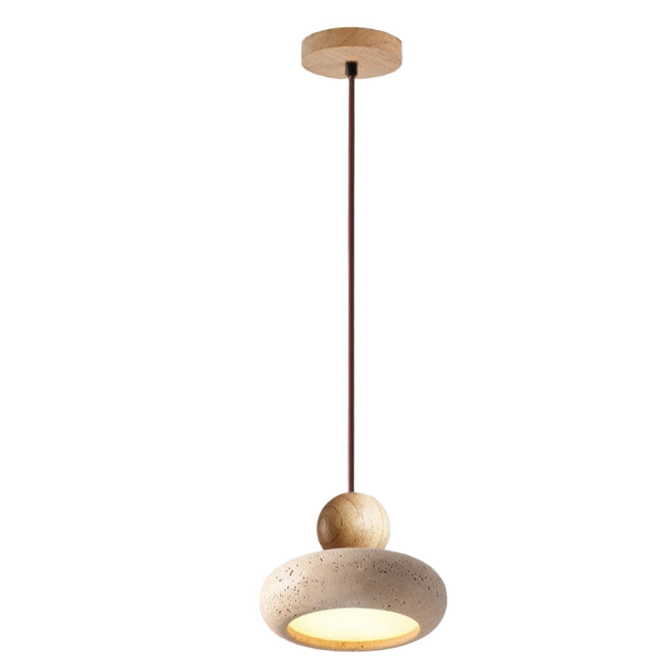 Casa Lumière Hanglamp van Travertin & Houten Accenten - Design Plafondverlichting
