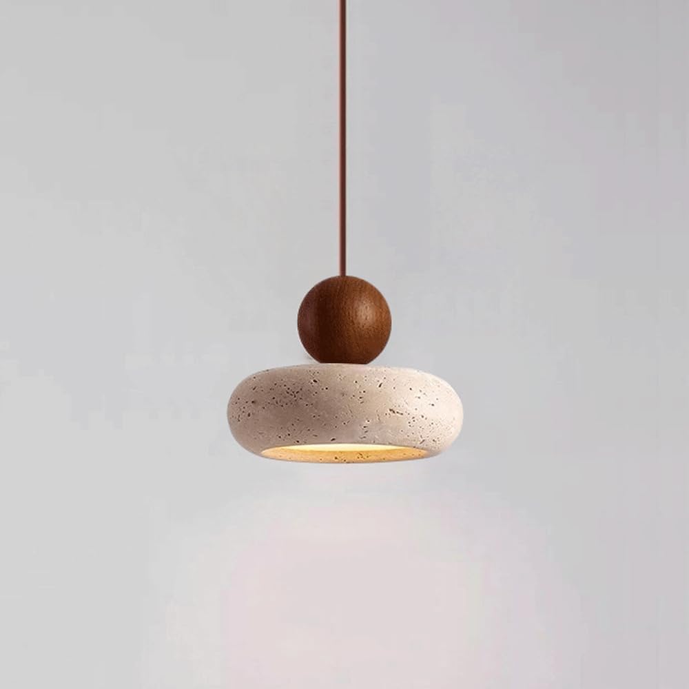 Casa Lumière Hanglamp van Travertin & Houten Accenten - Design Plafondverlichting