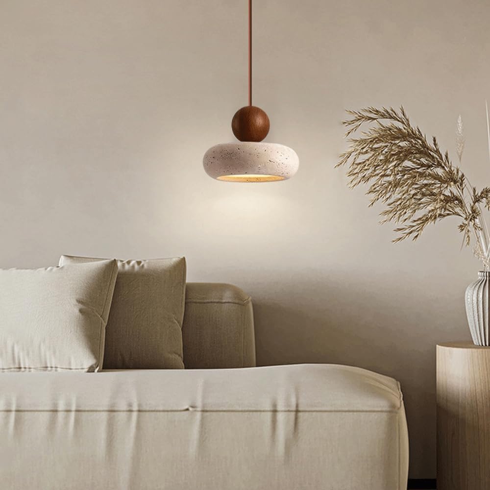 Casa Lumière Hanglamp van Travertin & Houten Accenten - Design Plafondverlichting