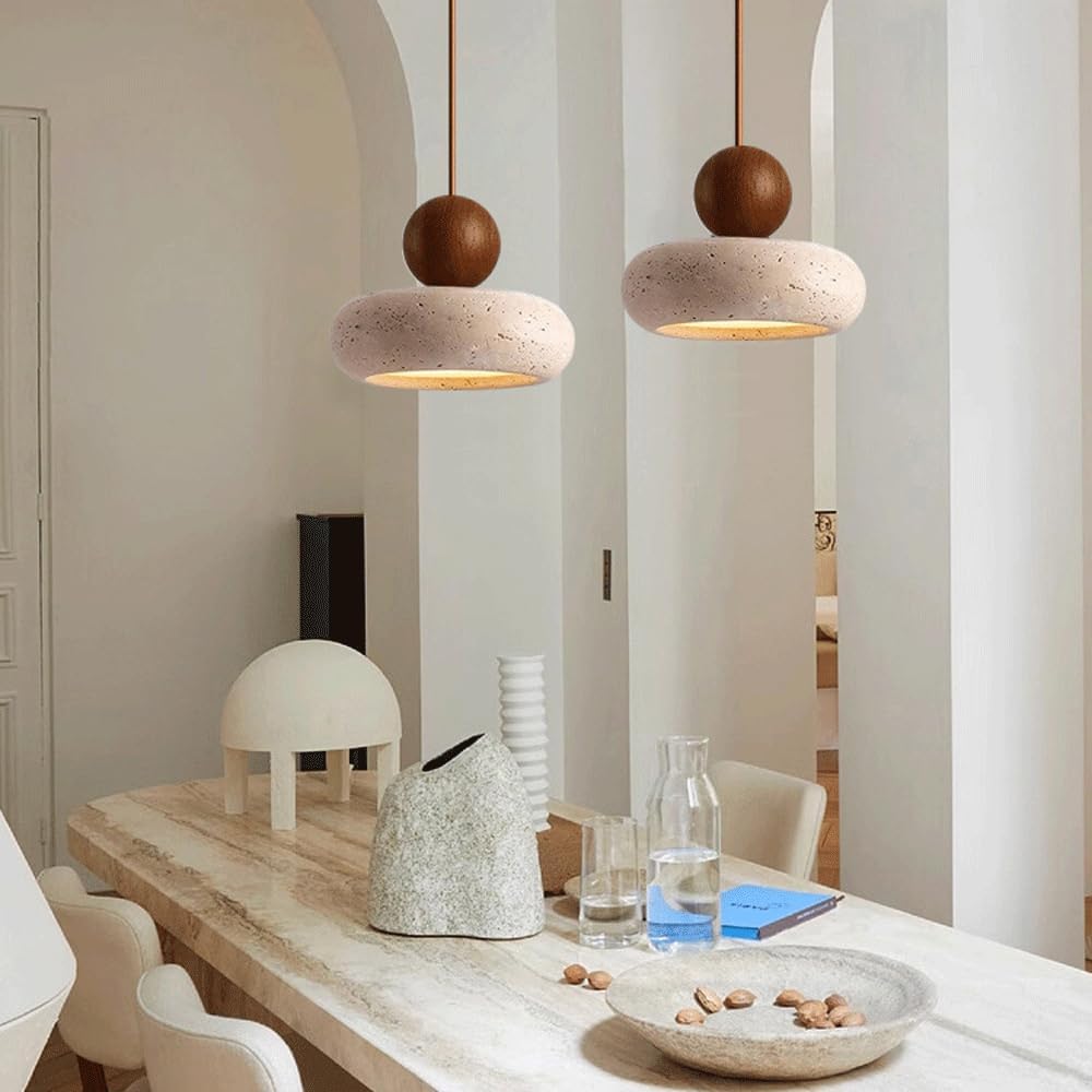Casa Lumière Hanglamp van Travertin & Houten Accenten - Design Plafondverlichting