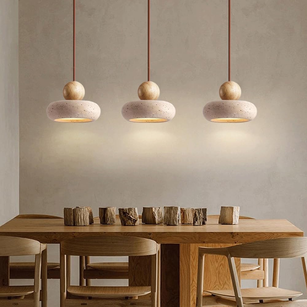 Casa Lumière Hanglamp van Travertin & Houten Accenten - Design Plafondverlichting