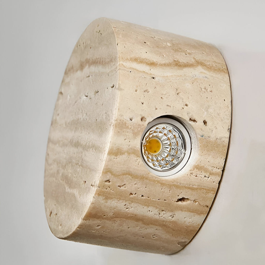 Casa Lumière Japanse Wabi-Sabi Travertine Wandlamp - Natuursteen, Warm Licht & Minimalistisch Design