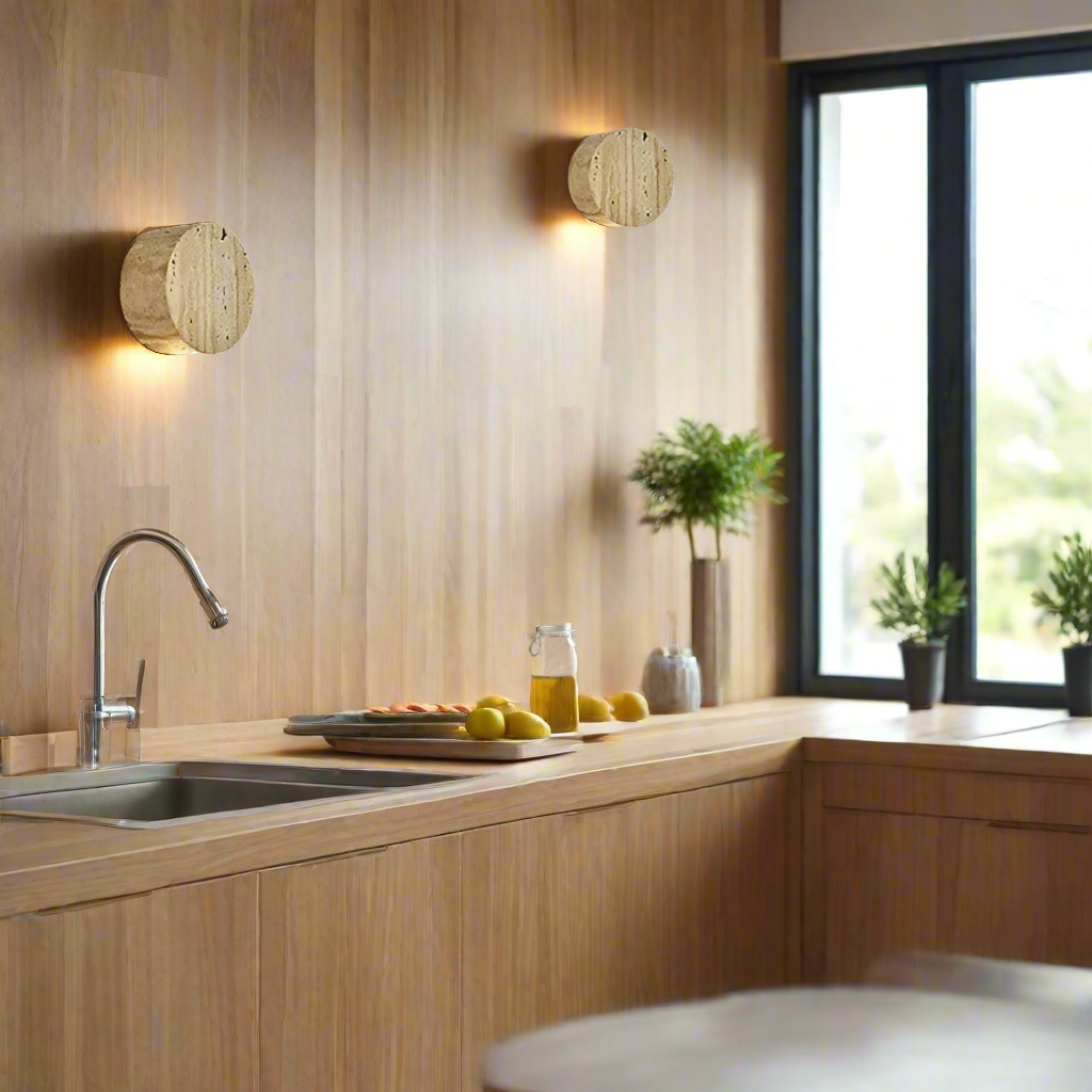 Casa Lumière Japanse Wabi-Sabi Travertine Wandlamp - Natuursteen, Warm Licht & Minimalistisch Design