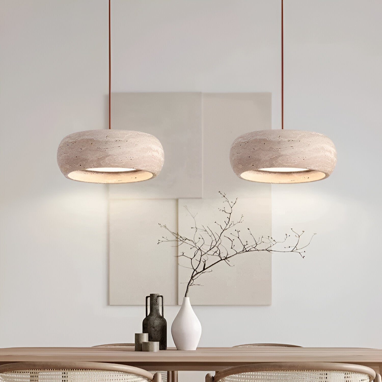 Casa Lumière Wabi-Sabi Travertine Hanglamp - Natuursteen Design Lamp
