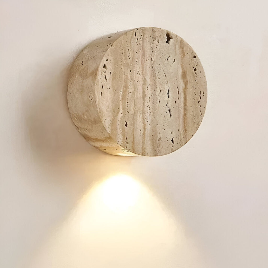 Casa Lumière Japanse Wabi-Sabi Travertine Wandlamp - Natuursteen, Warm Licht & Minimalistisch Design