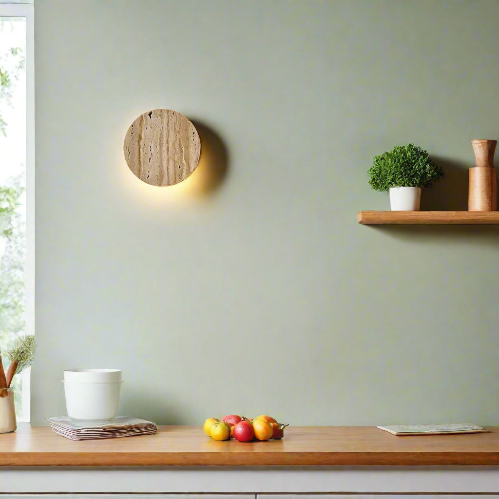 Casa Lumière Japanse Wabi-Sabi Travertine Wandlamp - Natuursteen, Warm Licht & Minimalistisch Design