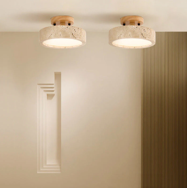 Casa Lumière Ronde Travertin Plafondlamp - Minimalistisch & Warm Design