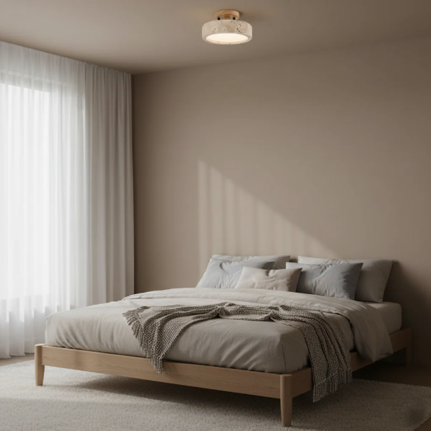 Casa Lumière Ronde Travertin Plafondlamp - Minimalistisch & Warm Design