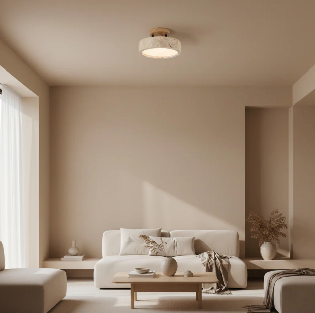Casa Lumière Ronde Travertin Plafondlamp - Minimalistisch & Warm Design