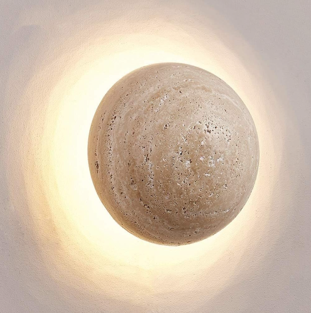 Casa Lumière Travertine Ronde Wandlamp - Sfeervolle Design Wandverlichting