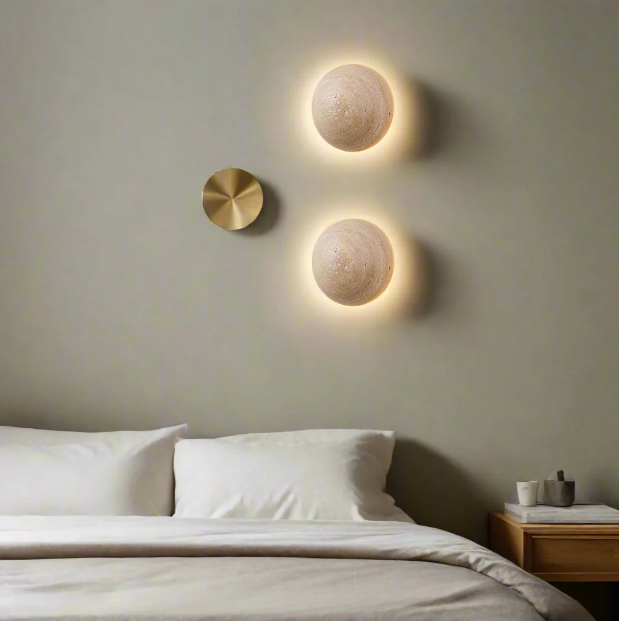 Casa Lumière Travertine Ronde Wandlamp - Sfeervolle Design Wandverlichting