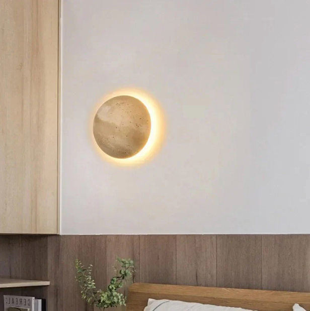 Casa Lumière Travertine Ronde Wandlamp - Sfeervolle Design Wandverlichting