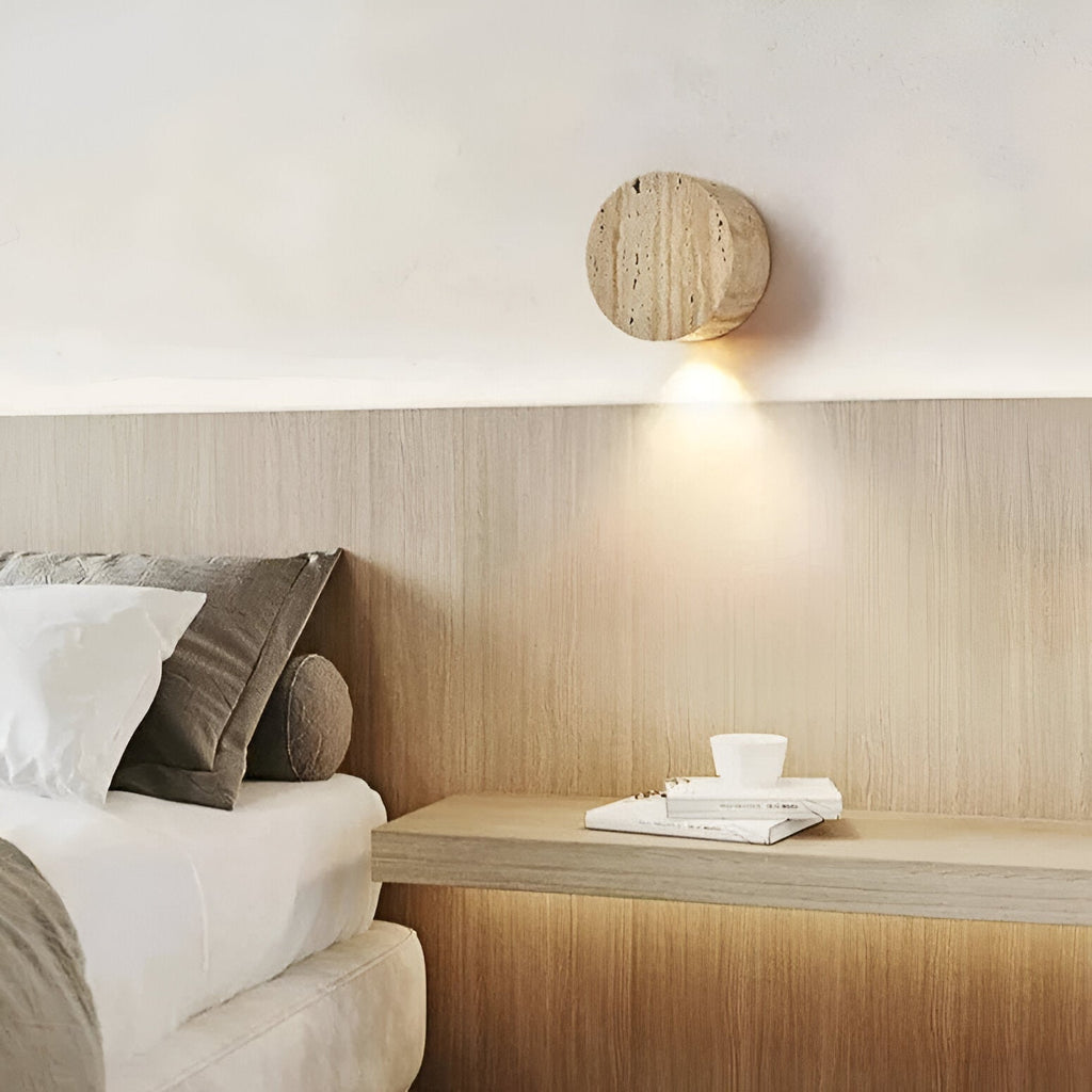 Casa Lumière Japanse Wabi-Sabi Travertine Wandlamp - Natuursteen, Warm Licht & Minimalistisch Design