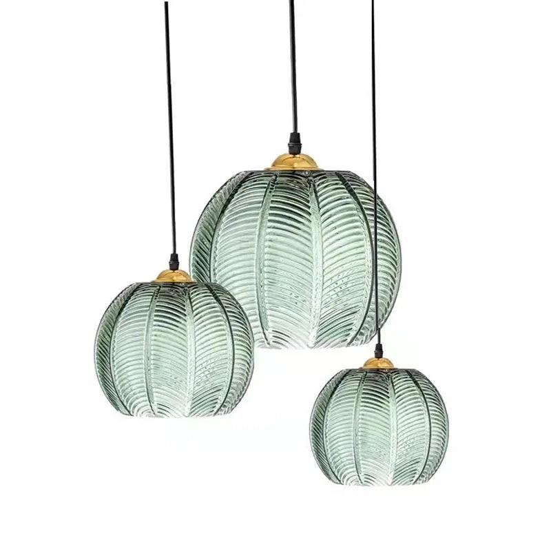 Casa Lumière Nordic Green Leaf Pattern Glazen Hanglamp