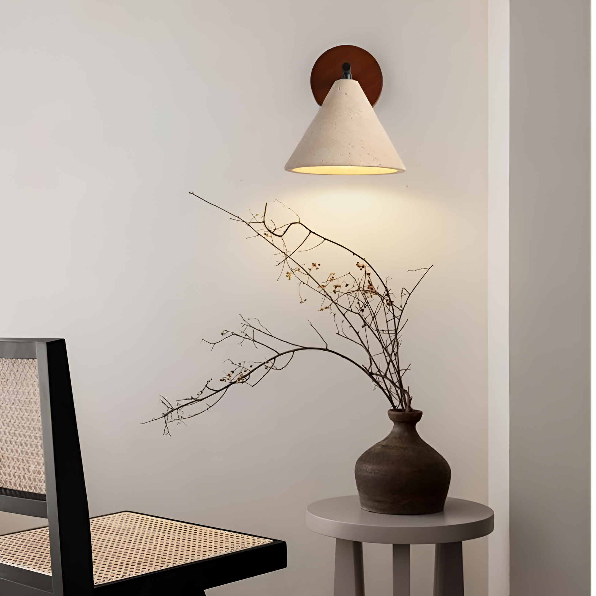 Casa Lumière Travertine Wandlamp Kegelvorm - Natuurlijk Steen, Warm LED Licht & Minimalistisch Design