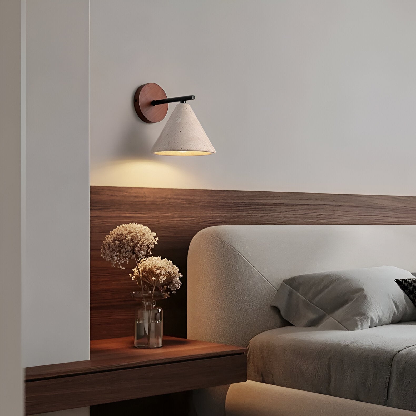 Casa Lumière Travertine Wandlamp Kegelvorm - Natuurlijk Steen, Warm LED Licht & Minimalistisch Design