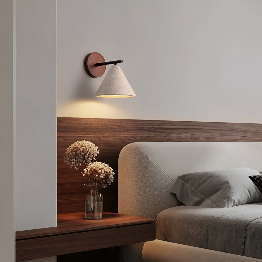 Casa Lumière Travertine Wandlamp Kegelvorm - Natuurlijk Steen & Warm LED Licht