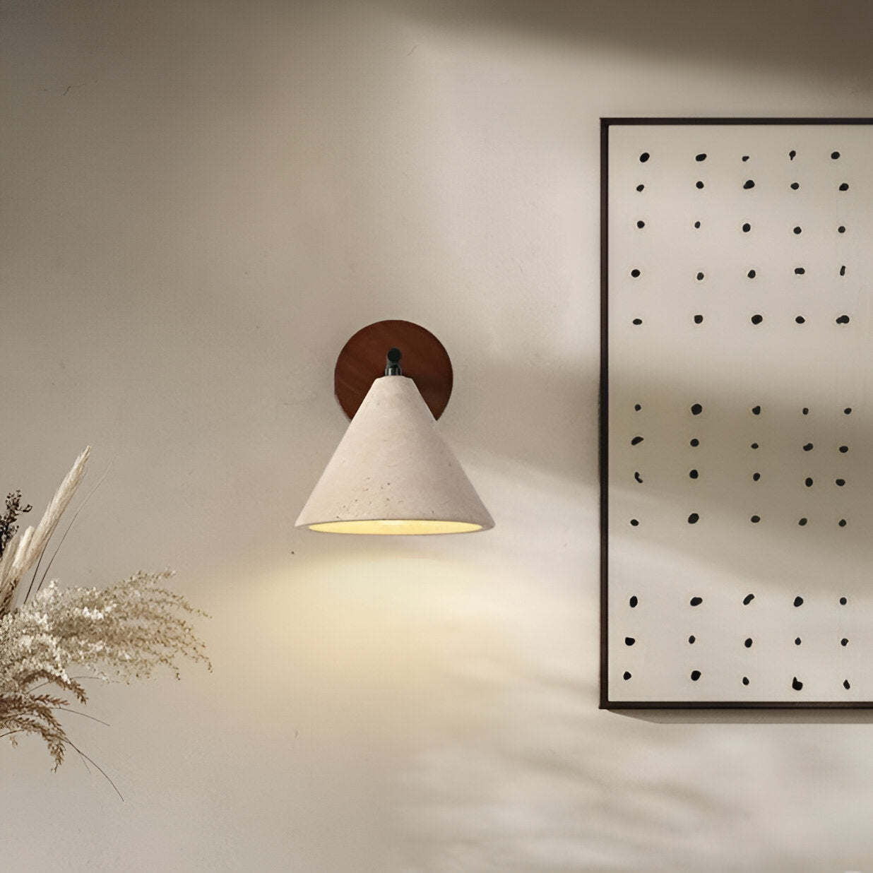 Casa Lumière Travertine Wandlamp Kegelvorm - Natuurlijk Steen, Warm LED Licht & Minimalistisch Design