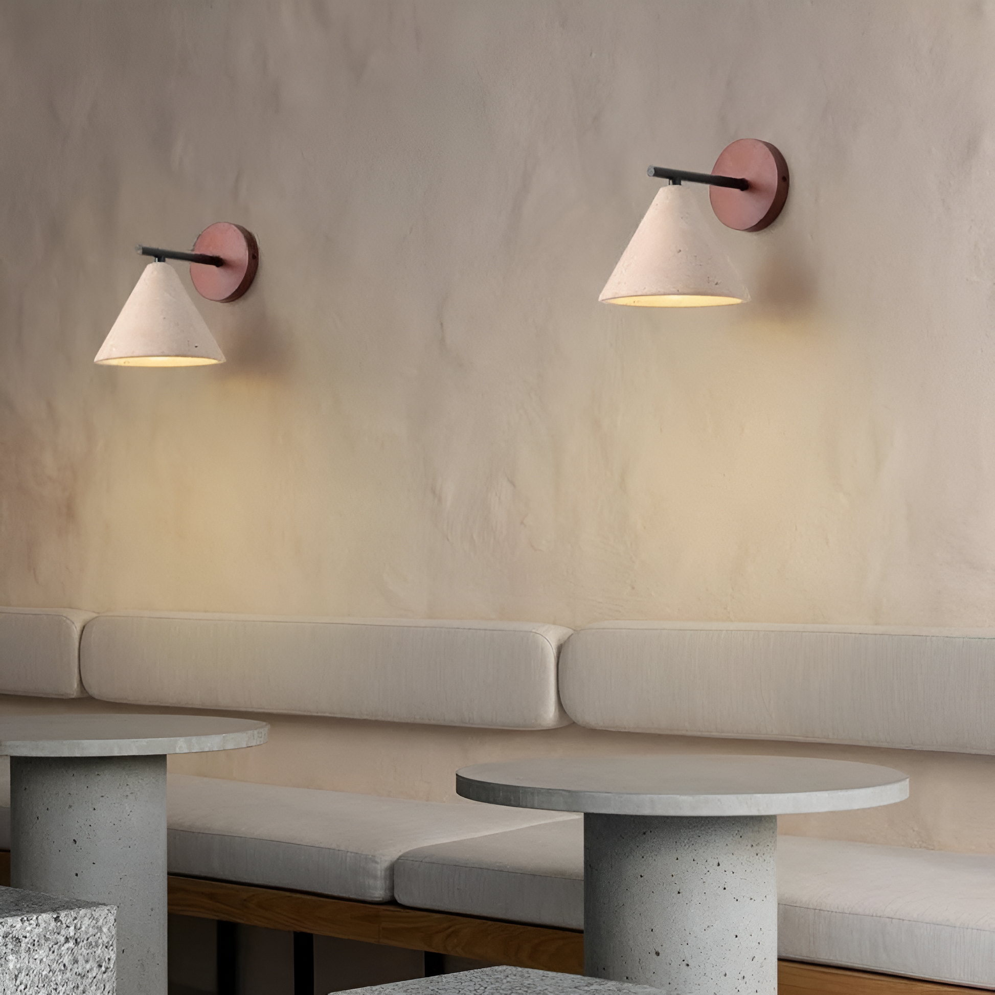 Casa Lumière Travertine Wandlamp Kegelvorm - Natuurlijk Steen, Warm LED Licht & Minimalistisch Design