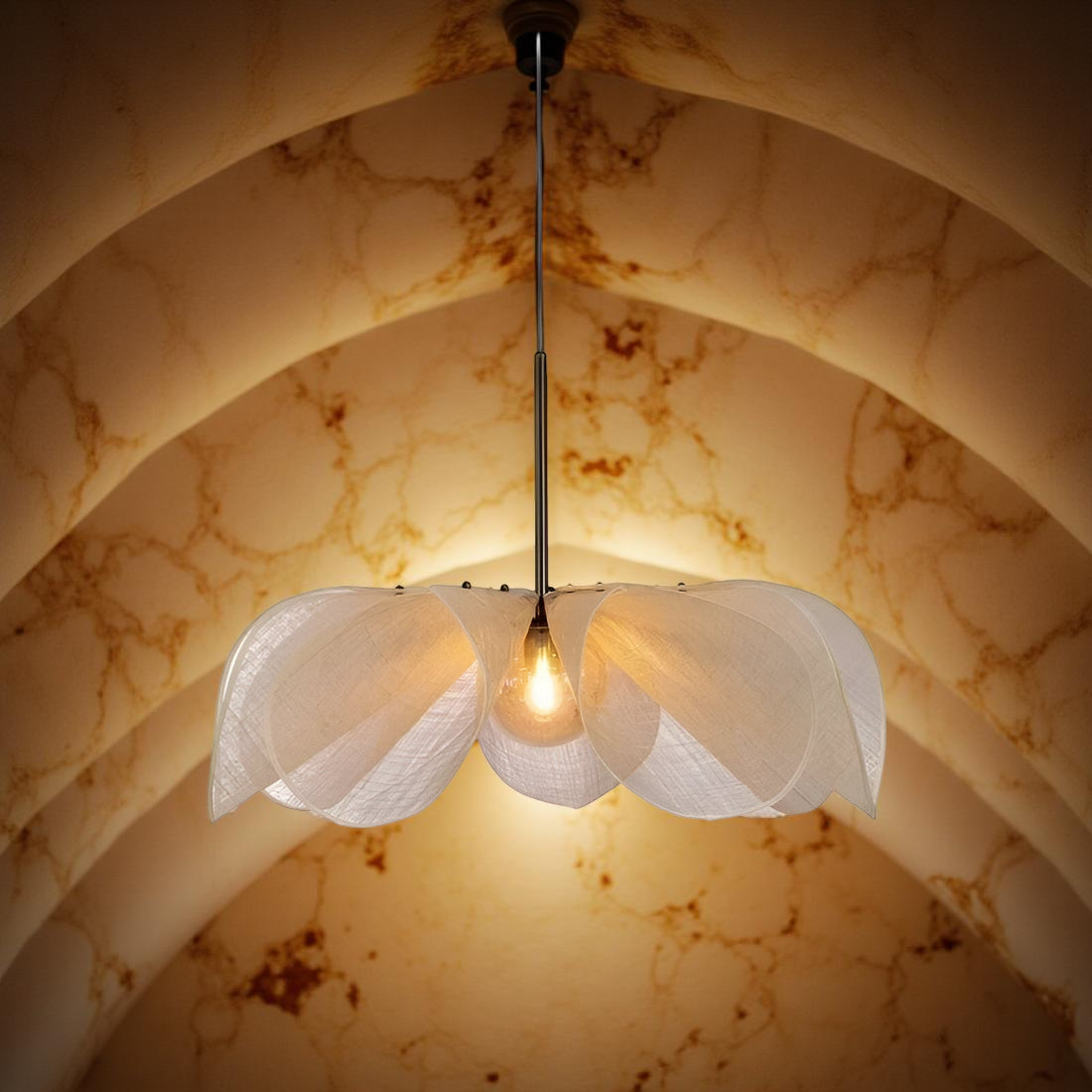 Casa Lumière Nordic Flower Hanglamp - Sculpturale Fabric Design Verlichting