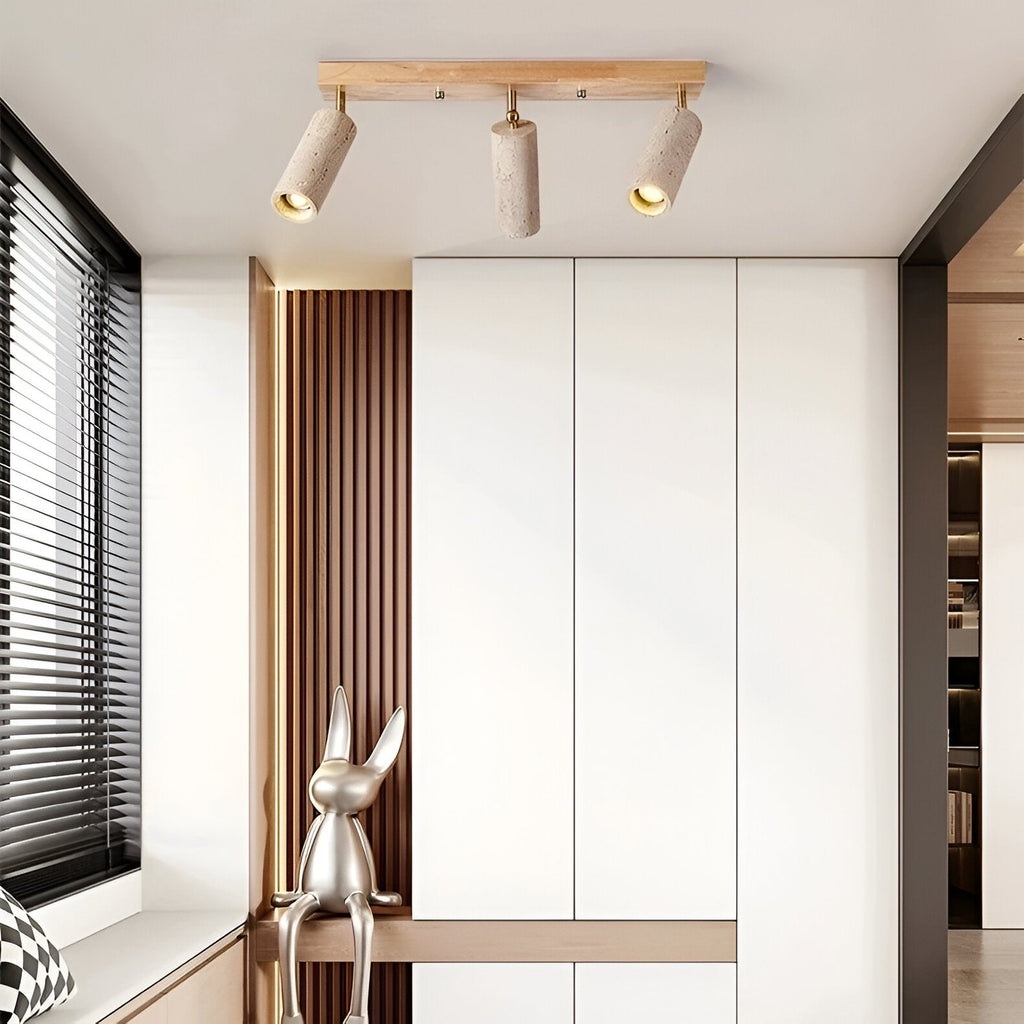 Casa Lumière Travertine 3-Heads Plafondlamp – Natuurlijke Spotverlichting met Warm Licht