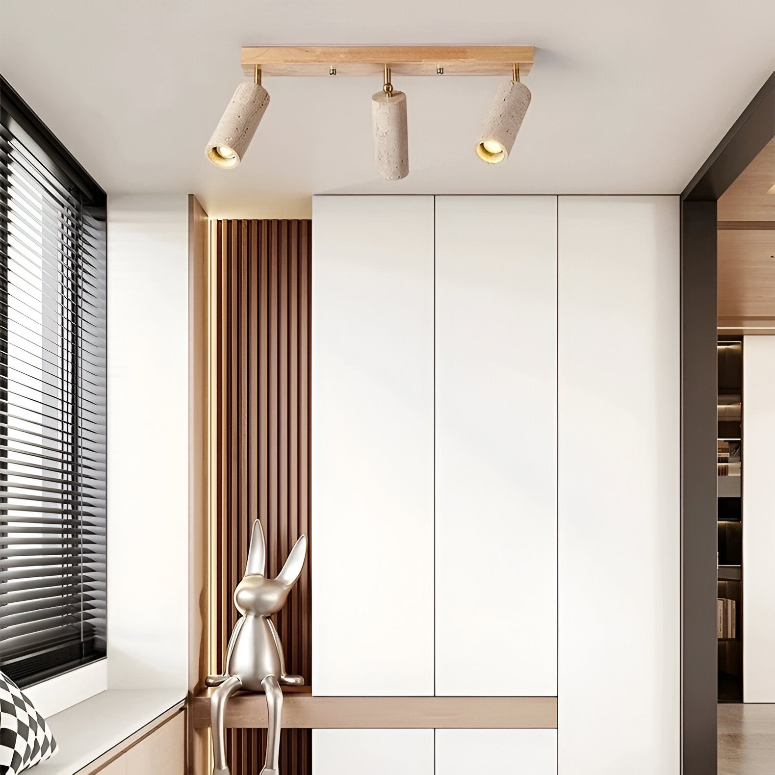 Casa Lumière Travertine 3-Heads Plafondlamp – Natuurlijke Spotverlichting met Warm Licht