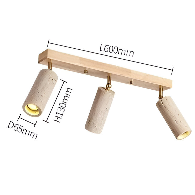 Casa Lumière Travertine 3-Heads Plafondlamp – Natuurlijke Spotverlichting met Warm Licht