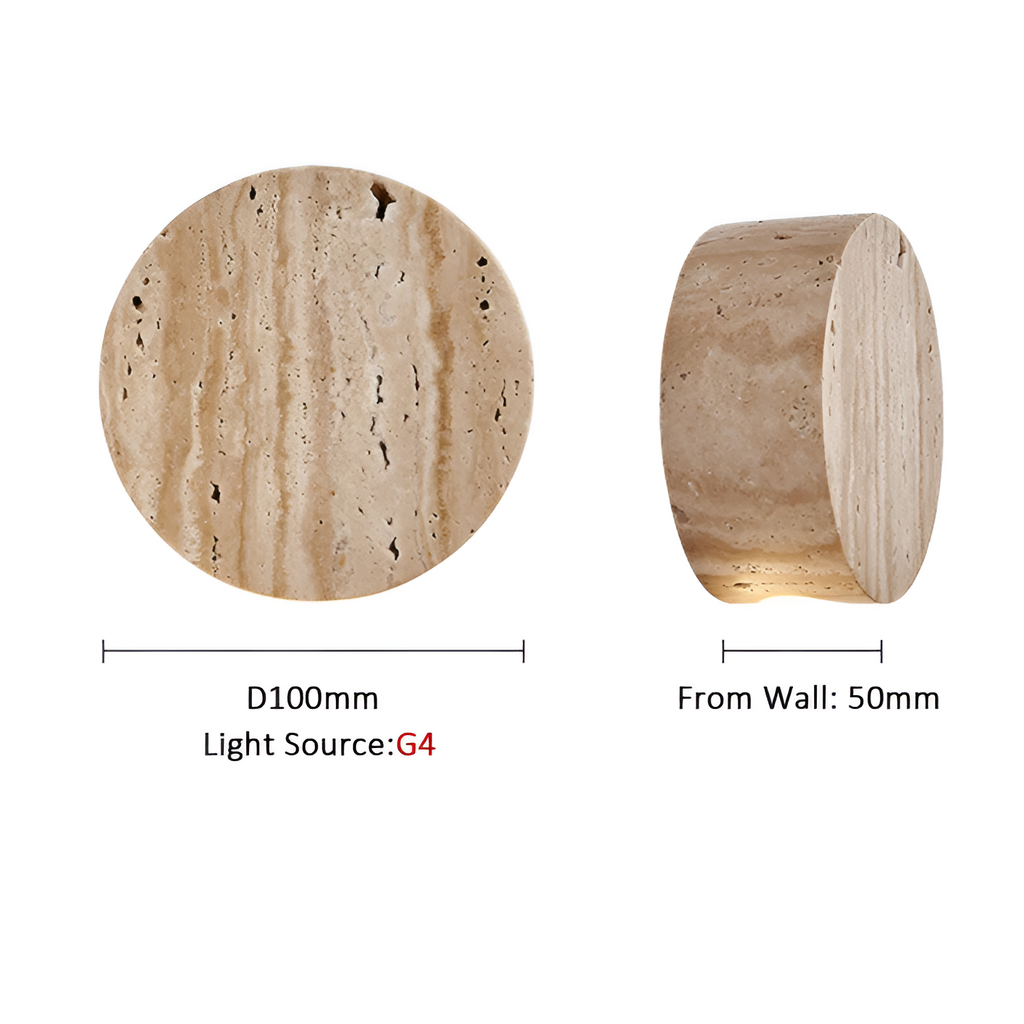 Casa Lumière Japanse Wabi-Sabi Travertine Wandlamp - Natuursteen, Warm Licht & Minimalistisch Design