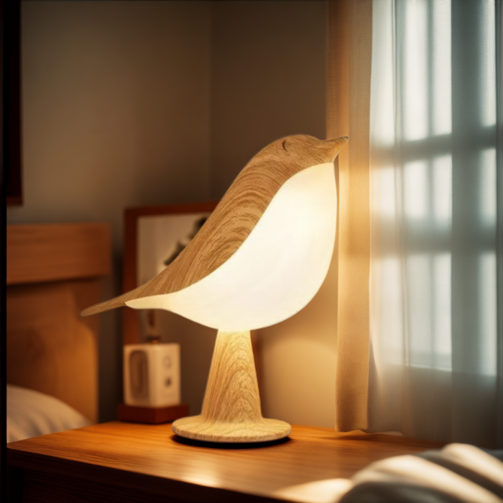 Casa Lumière Nestbird nachtlampje van hout met warm LED-licht - Aroma Diffuser