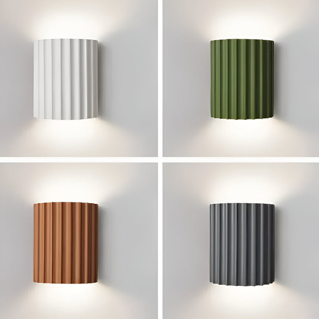 Casa Lumière Minimalistische Resin Wandlamp - Geribbelde Cilindervorm Up & Down Lamp