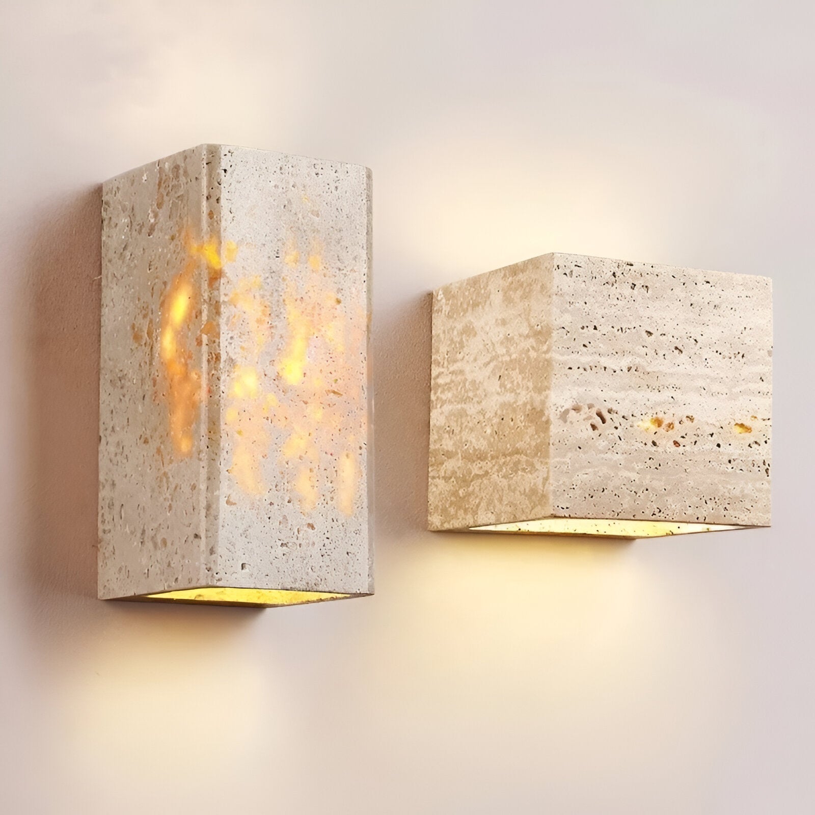 Casa Lumière Travertine Outdoor Wandlamp - Up & Down Gevelverlichting van Natuursteen