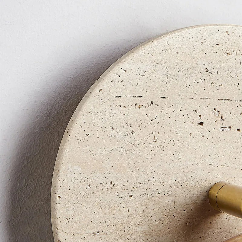 Casa Lumière Travertine Draaibare Wandlamp met Trekkoord – Natuursteen Design, Richtbaar Leeslicht & Tijdloos