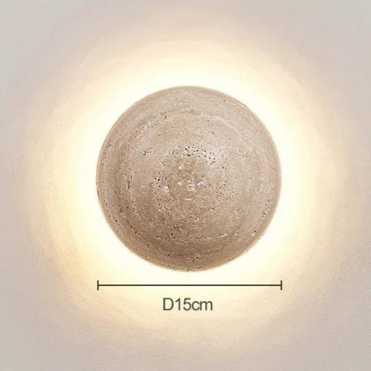 Casa Lumière Amber Loft Travertine Ronde Wandlamp – Sfeervolle Design Wandverlichting