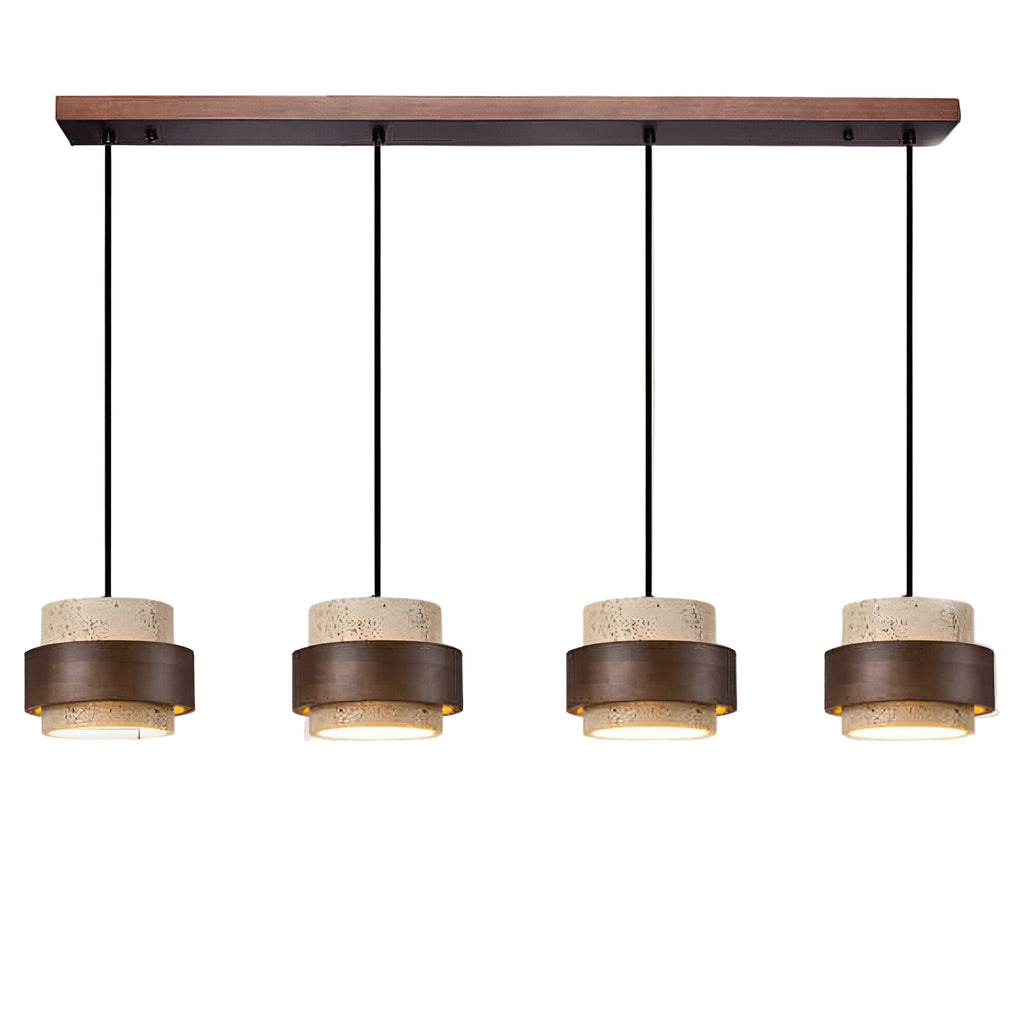 Casa Lumière Japandi Hanglamp - Travertine & Walnoot Hout Plafondverlichting
