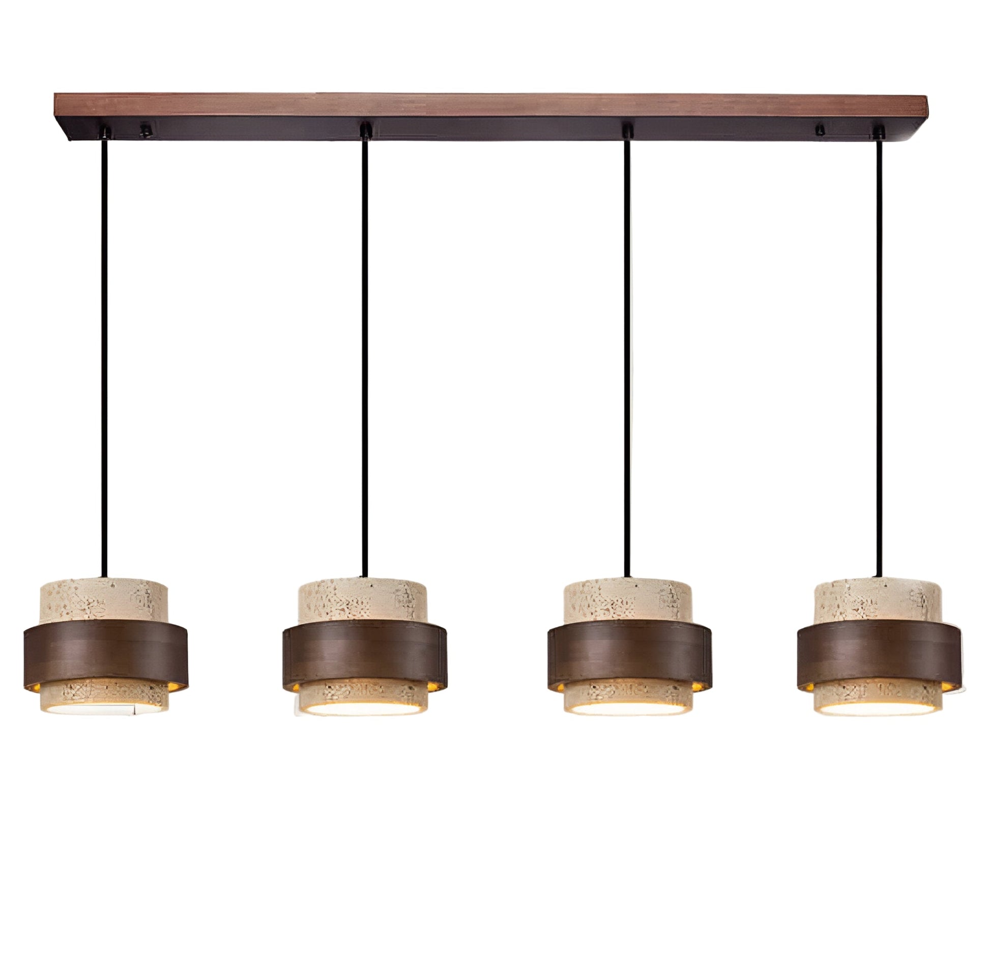 Casa Lumière Japandi Hanglamp - Travertine & Walnoot Hout Plafondverlichting
