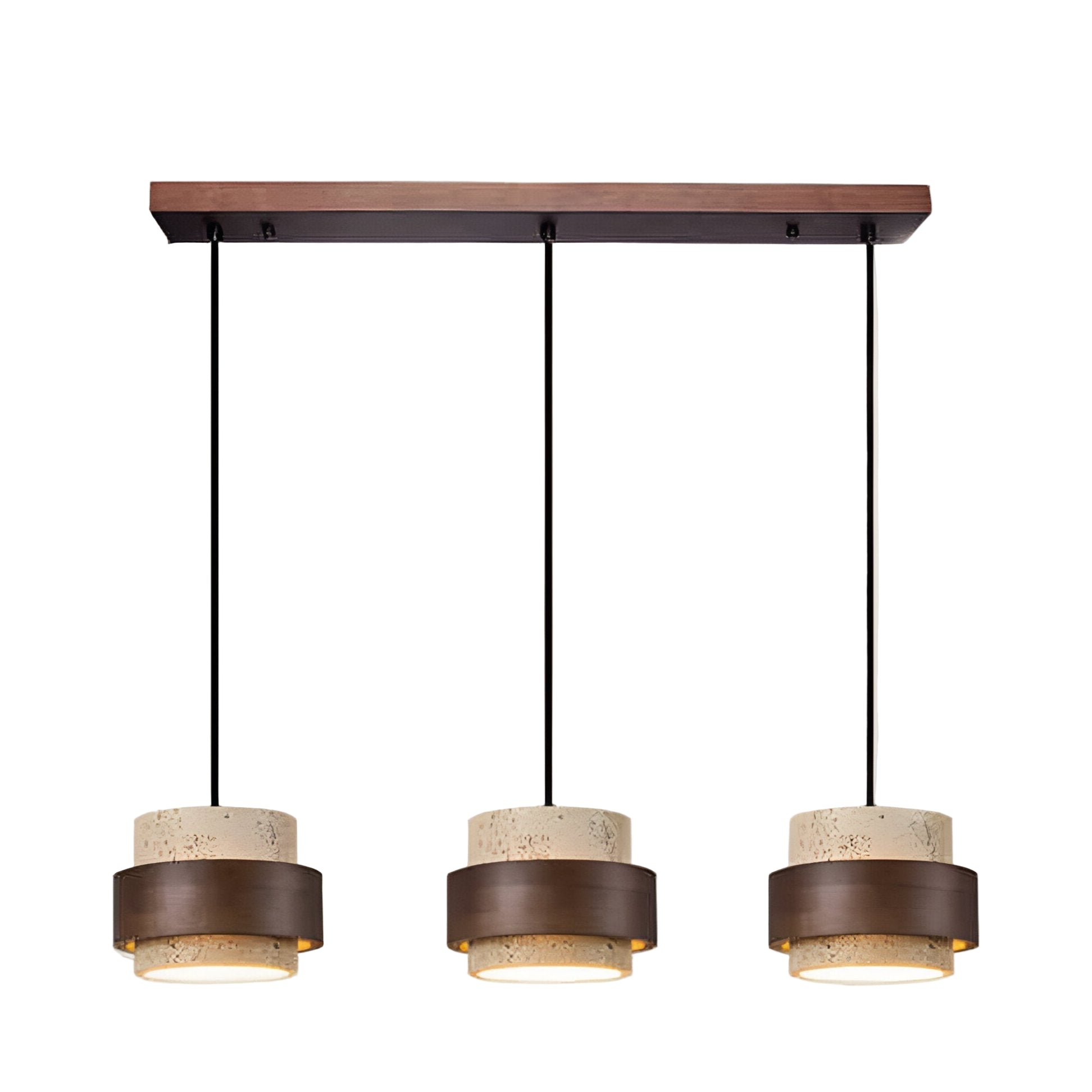 Casa Lumière Japandi Hanglamp - Travertine & Walnoot Hout Plafondverlichting