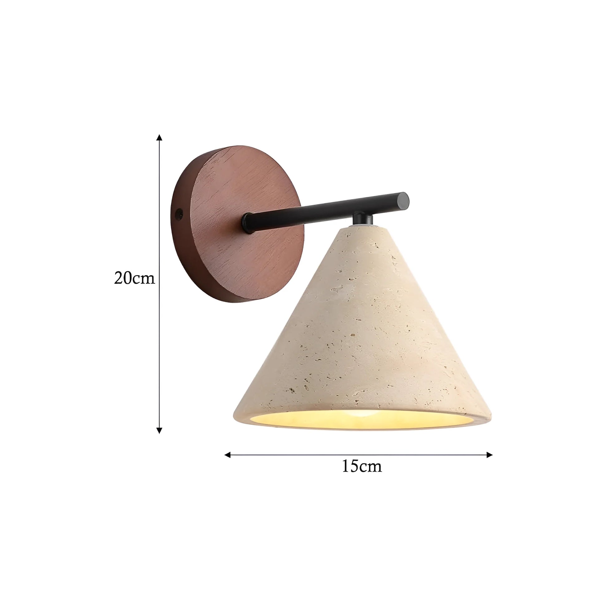 Casa Lumière Travertine Wandlamp Kegelvorm - Natuurlijk Steen & Warm LED Licht