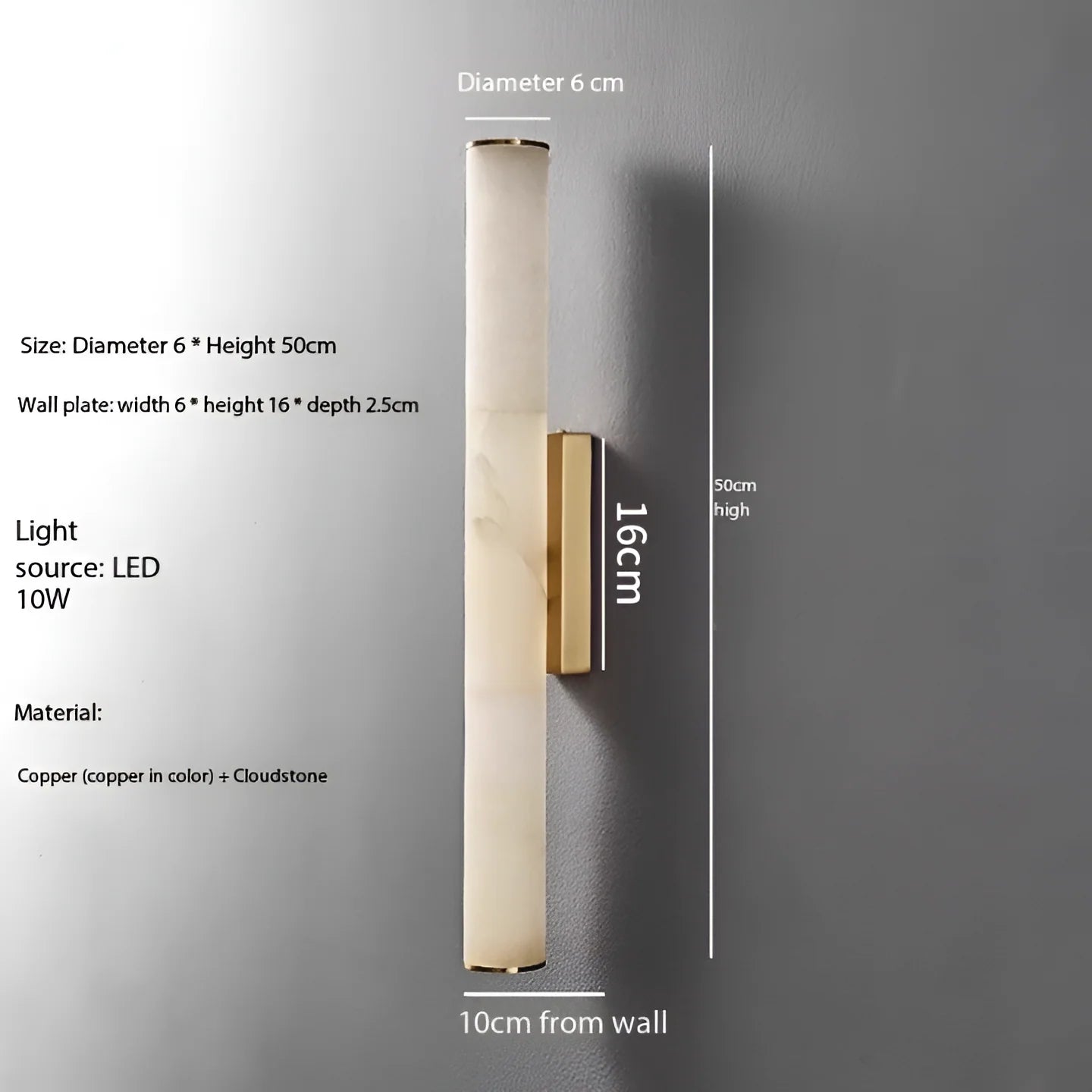 Casa Lumière Callisto Marmeren Wandlamp met Koper – Modern Design & Warme Sfeerverlichting