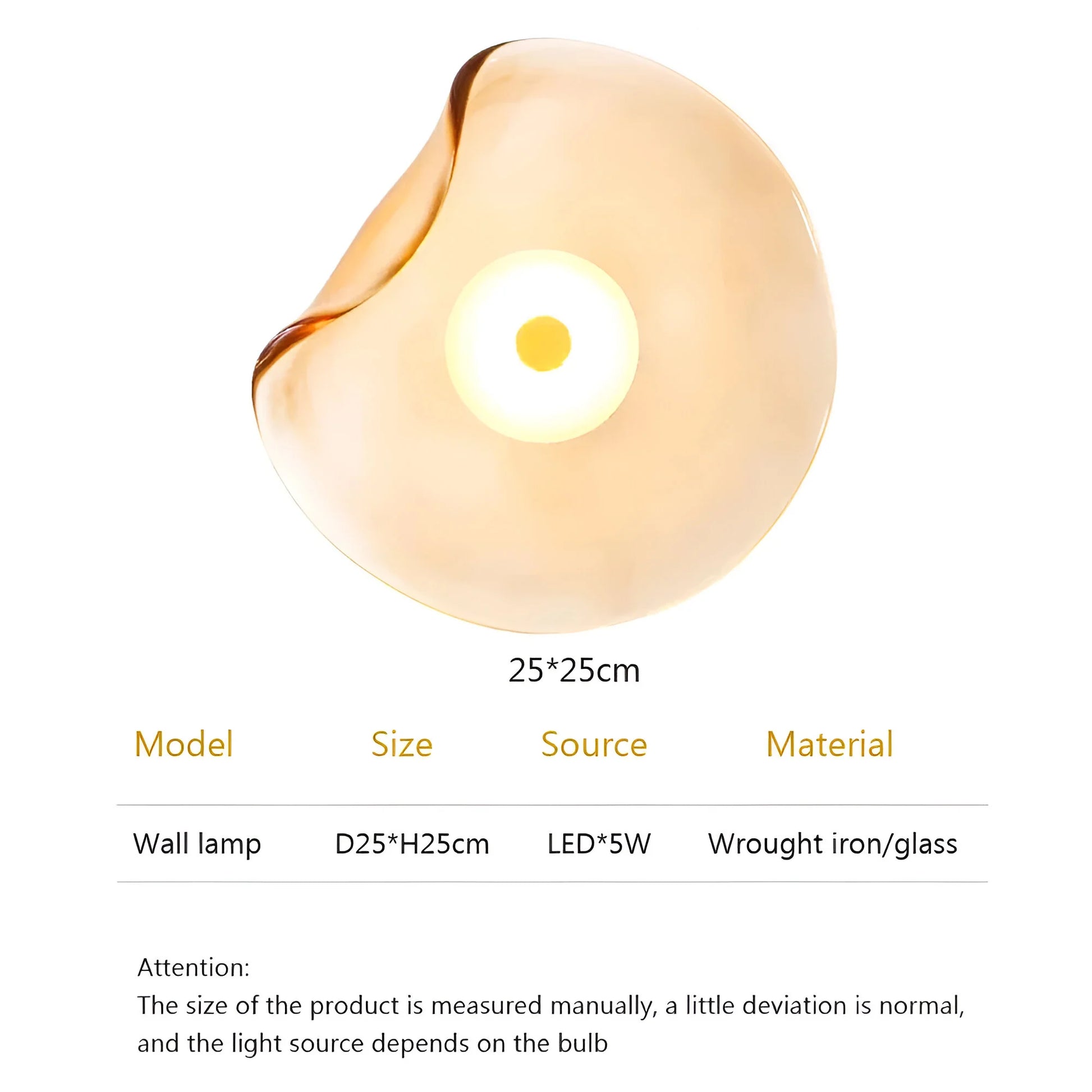 Casa Lumière Amber Glas Wandlamp - Sfeervol Design Wandverlichting