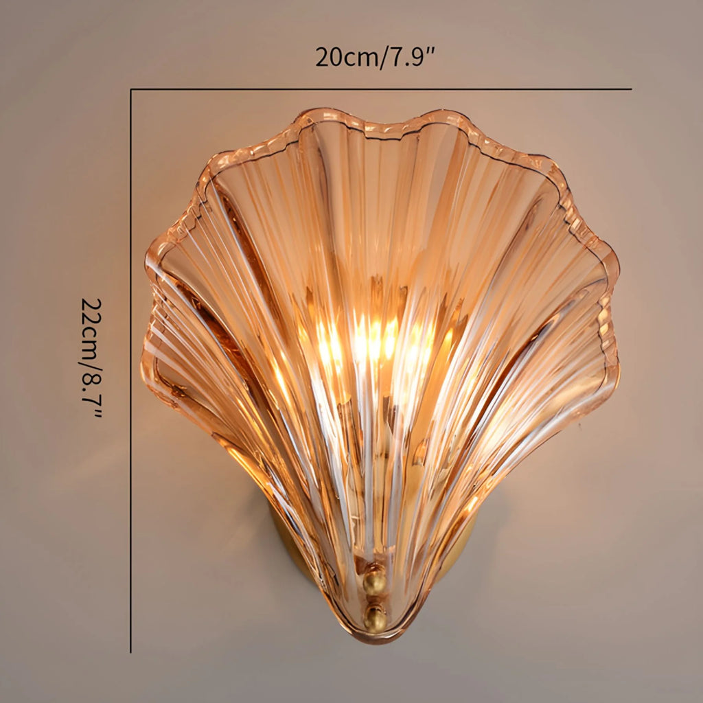 Casa Lumière Art Brass Wandlamp Glazen Schelp – Elegante Sfeerverlichting Badkamer, Hal & Slaapkamer